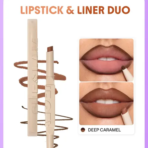 SHEGLAM Glam 101 Lipstick & Liner Duo - 2 Trendy Shades Long-Lasting Matte Lipstick, Creamy Smooth Lipliner, Highly Pigmented, Waterproof, Smudge-Proof Makeup Cosmetic Lip Combo (Perfect Lip Combo)