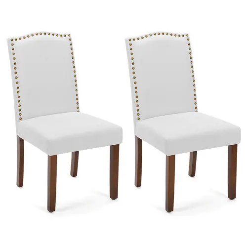 Sweetcrispy Fabric & Wood Dining Chairs - Modern Upholstered, Nailhead Trim Back, Quick Install, Set of 2/4 for Kitchen & Dining Room