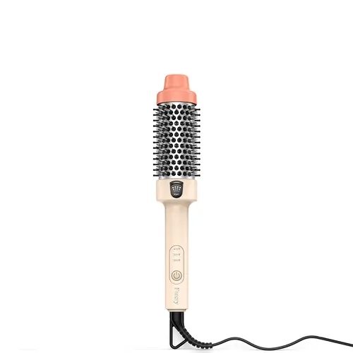 Farery 1.5-Inch Mini Ionic Thermal Hair Styler Brush - Heated Round Brush with Detangling, Dry First Function, 3 Temp Settings, 120/240V Dual Voltage for Travel, Ideal for Curl, Blowout, Bouncy Curls