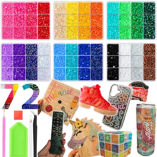 72000Pcs 72Colors 3mm Glitter Jelly Flatback Rhinestones Bedazzling Kit - Hobbies Kit Adults with Storage Box, for DIY Nails at Home, Holiday Decorations (Sparkle Effect) - Sohochic Beauty Nail Art Accessory, Diy Crafts,my bedazzles item