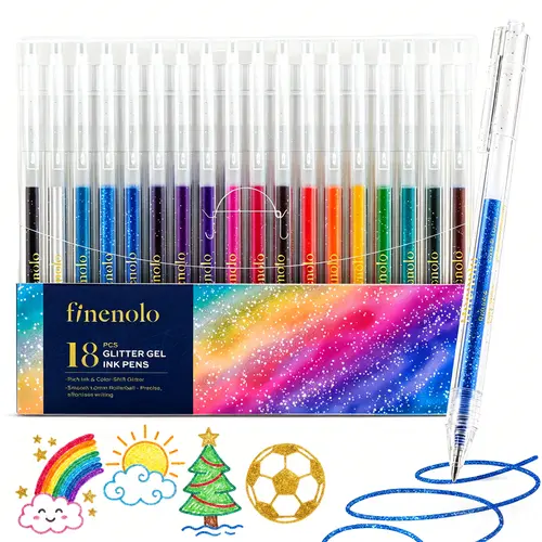 Finenolo Retractable Glitter Gel Pens, Vibrant Sparkle Colored Pens for Adult Coloring Books, Drawing, Bullet Journaling, Gel Ink Markers & Highlighters (DealsforYouDays)