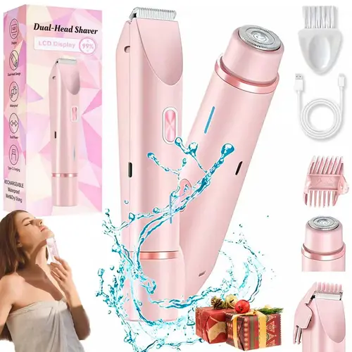 Women's Cordless Electric Shaver - 2-in-1 Facial & Body Hair Removal Tool with Ceramic Blades, IPX7 Waterproof, Titanium Build, Smooth Finish, Removable Parts, Actual Good Hair Remover, Self-Care Gift