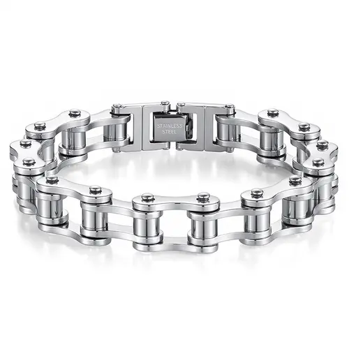 Trendy Hip Hop Punk Motorcycle Chain Bracelet, Fashion Street Style Men's Versatile Link Bracelet, Cuban Link Bracelet, Stylish Jewelry Accessory(8.5inch)