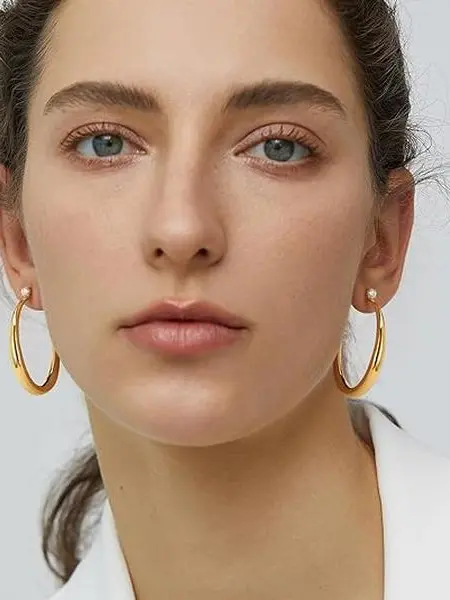Earrings for Women, Native Big Earrings, Trendy 14K Gold Plated Large Open Hoops, Bold Statement Minimalist Big Gold Stud Hoops, Lightweight fashion ear jewelry, versatile daily outfit accessories to elevate your look, Gold Finish Earrings, Chunky Stateme