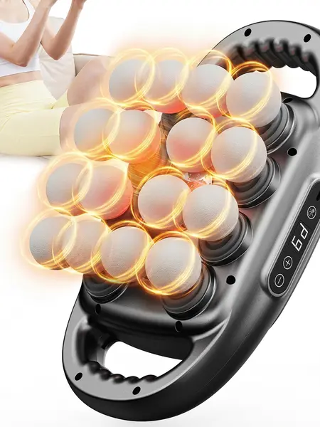 Merach 16-Head Massage Gun with 9 Modes, Deep Tissue Percussion with 30 Levels Quiet Muscle Massage Gun with Red Light Therapy for Full-Body Relaxation Summervibes