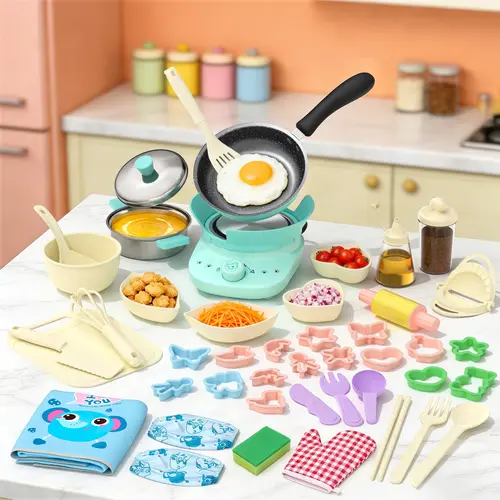 GOTOOFUN Kids' 45-Piece Miniature Cooking Set - Authentic Functional Pretend Dishes, Montessori Educational Toddler Cooking Playset, Holiday Gift Ideas for Kids,sohochic
