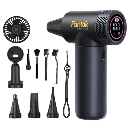 Fanttik Gust B11 Mix Pro 2-in-1 Cordless Rechargeable Electric Air Duster & Fan, 27.75Wh Battery, 130000RPM Brushless Motor, 100 Stepless Gears, 1-tap Booster, PC Cleaning Supplies for Digital Screen,toolupgrade