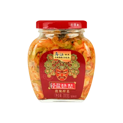 WUJIAN Lightly Salted Spicy Preserved Mustard Greens Jar - 300g, Perfect Side Dish for Rice, Authentic Chinese Flavor