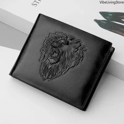 Men's Cowhide Leather Wallet - Personalized 3D Embossed Trifold, Lightweight Minimalist Multi-Card Holder with Zipper Coin Pocket, Casual Short Wallet for Daily Use, Leather Cowhide Wallet, Trifold Wallets