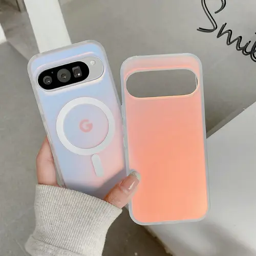HISTORYOO for Google Pixel Magnetic Iridescent Armor Shield, Shockproof Protective Magnetic Case For Pixel 10 9 Pro XL 9 Pro 9 8 9A 8AFull Series For MagSafe Holographic Iridescent Color Changing Effect Fashion Slim Cute Unique Matt Protective Phone Cover