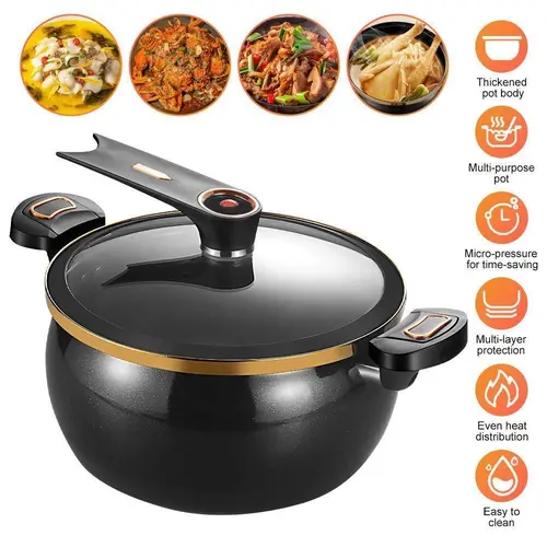 Micro Pressure Cooker 8.45Qt Nonstick Cooking Pot Fast Cooking Kitchen Cookware with Safety Valve Glass Lid for Gas Stovetop#DealsForYouDays,home essentials,sohochic
