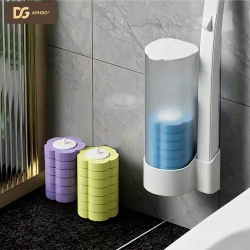 DGAPHRO Disposable Toilet Brush & Holder Set - Wall-Mounted Wand Kit with 18 Disposable Heads, Arc Shape Cleaner, Bathroom Accessories for Drain Area Scrub, ABS Maintenance Gift (Ocean, Lemon, Lavender Scents)