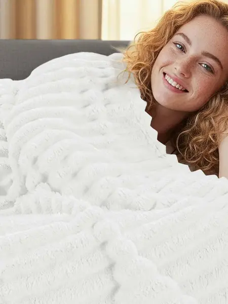 Utopia Bedding Striped Premium Fleece Blanket - Ultra Soft, Warm, Lightweight Ribbed Fluffy Fleece Throw for Bed, Couch, Chill Room Accessories, Room Decor, Relaxing Gifts