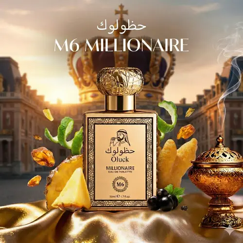 Oluck M6 Millionaire Men's Fragrance - 50ml Arabic Inspired Scent, Woody Citrus Amber Notes (Bergamot, Leather, Fruity), Vegan Safe Fragrances, Bold Wear for Him, Gifts for Him, Smelling Good Single Item,sohochic