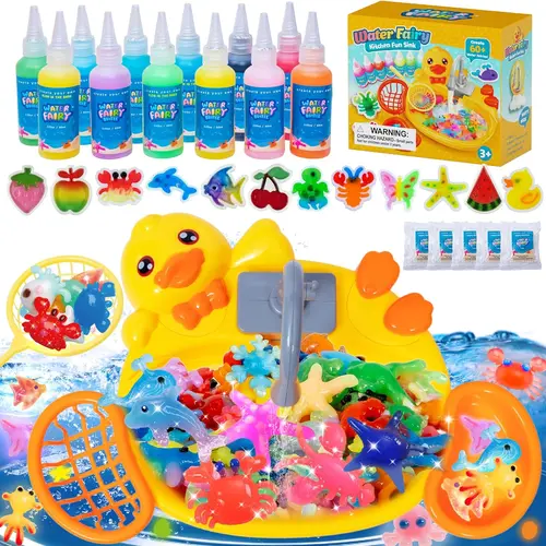 JoySpot Magic Water Elf Toy Set - Duck Pool DIY GelAnimals, 12 Paints, 12 Molds, Non-Toxic STEM Sensory Toyfor Kids,back to school,sohochic