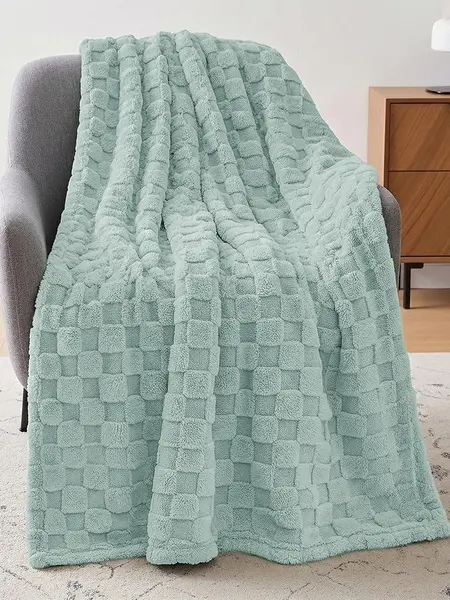 Utopia Bedding Premium Fleece Throw Blanket - Checkered Knitted Woven, Fluffy Fleece, Lightweight Warm Home Decor Blanket for Couch, Bed