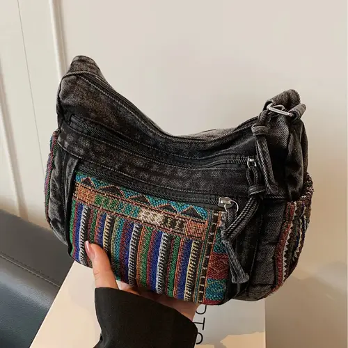 Vintage Ethnic Style Lightweight Crossbody Bag, Small Square Shoulder Clutch for Women, Perfect for Outdoor Activities & Daily Use, Handcrafted Bag