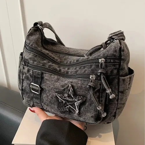 Casual and fashionable multi pocket star pattern design bag Embellished Shoulder Bag can be worn on one shoulder or diagonally Cross Body Bags crossbody bag shoulder bag crossbody bags for women shoulder bags