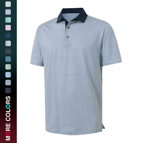MAELREG Golf Shirts For Men Short Sleeve Print Patterns Moisture Wicking Performance Lightweight Collared Mens Polo Shirts