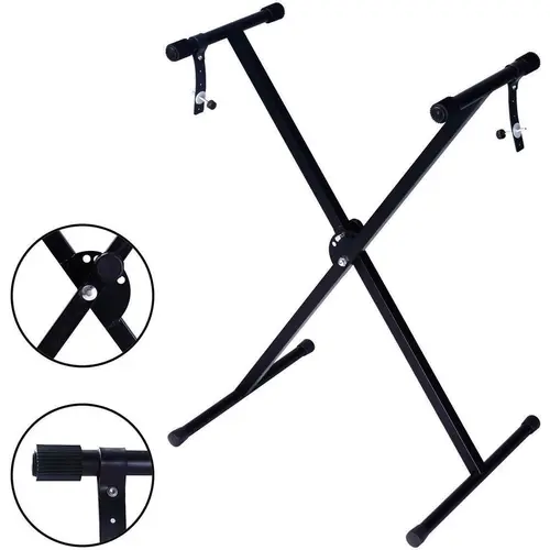 Glarry Compact Metal Keyboard Stand for Electric Keyboards - X-Type Folded Design, Single Tube, 17"-37" Height Range, 18.11x12.6x39.37in Size, Stable Convenient Portable Rack, Durable Material for Home, Church Use