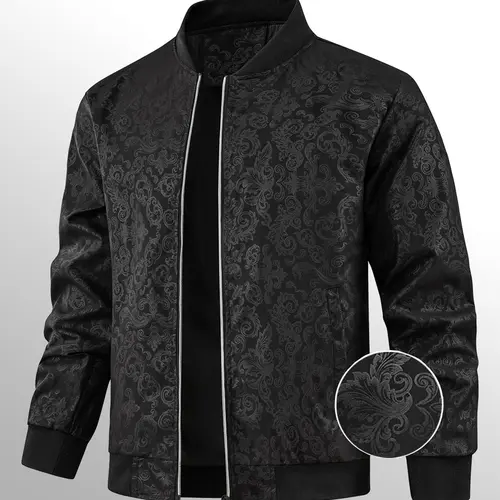Men’s Jacket Men’s Outdoor Sports Jacket Sports Shirt Windbreaker Steel‑embroidery Phoenix Print Textured Flight Jacket Fashionable Versatile Trendy