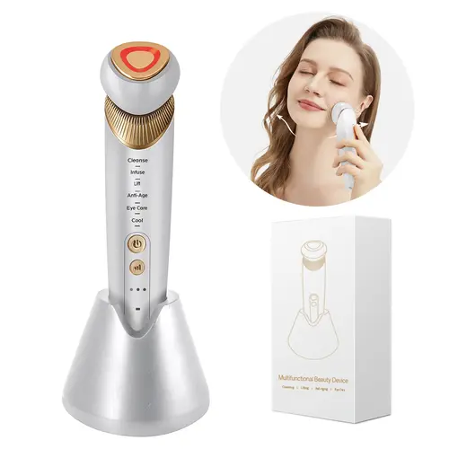 Yuonry 6-in-1 Lightweight Purple Facial Beauty Tool - Anti-Wrinkle, Microcurrent, Vibration, Heat & Cooling, 5-Color Light Therapy, Cleansing, Eye/Face/Neck Lift & Firm, Soothing for Daily Sensitive Skin, Face Care for Radiant Skin, Mothers' Gift,sohochic