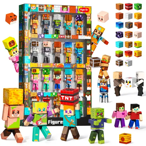 Magnetic Building Blocks - 20 Pcs Magnetic Action Figures Playset, Magnetic Building Block Toys with Magnetic Cubes, 360° Rotating Arms and Legs, Creative Play Set for Kids 6+, Birthday Gifts for Boys Girls
