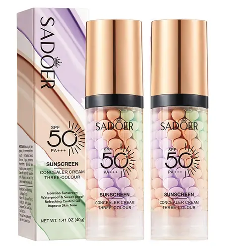 2 piece Primer for Face Before Makeup, One Step Color Corrector Primer, SPF 50 PA+ 3 In 1 Sunscreen Isolation Cream, Color Correcting Facial Serum Oil Control & Moisturizing Skin Tone summerwins