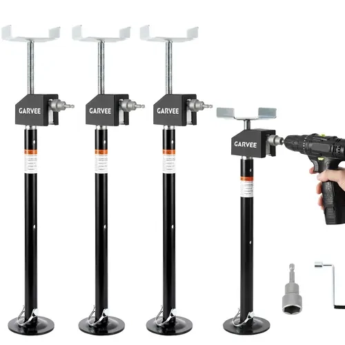 Garvee - Sliding Support Jacks for RV (Set of 4) – 20 Pounds Heavy-Duty RV Stabilizer Support, 21 to 49 Inches Quick Adjustable Lift, Electric Drill and Crank Included