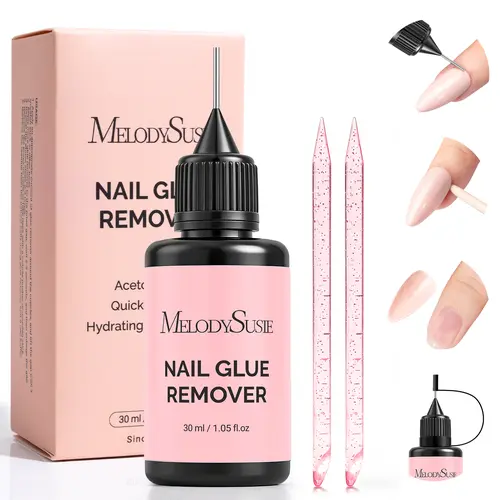 MelodySusie 30ML Nail Glue Remover for Press on Acetone Free Multi-Functional Gentle Remover for Nails Tips Home Salon Manicure Non-Irritating Hypoallergenic Formula #Summervibes #DealsForYouDays