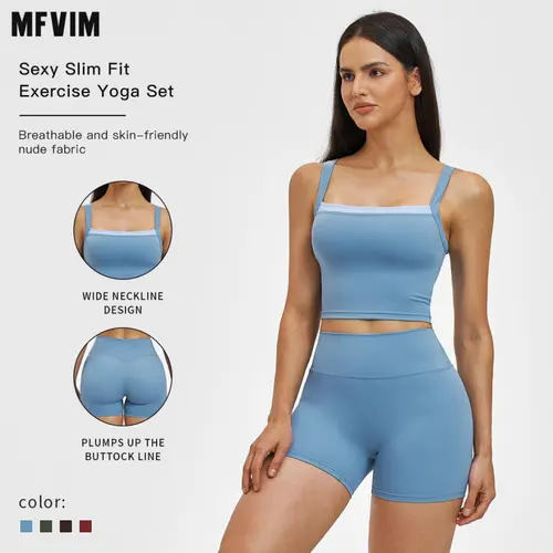 MFVIM Women's 2-Piece Sleeveless Color-Block Tank & High-Waisted Above-Knee Athletic Shorts Workout Set - Matching 2-Piece Set for Women, Comfortable Sportswear for Yoga & Everyday Wear, Ideal Gift, Two Piece Set,back to school,back to school haul,sohochi