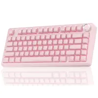 SOLAKAKA A75 Crystal Pink Aesthetic Wireless Keyboard, Cute RGB 75% Mechanical Keyboard, Tri-Mode Bluetooth/2.4G/USB-C, Creamy Caramel Latte Linear Switch, Hot Swappable Custom Keyboard for PC Mac Laptop summerwins
