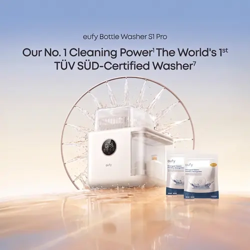 eufy Baby Bottle Washer S1 Pro & S1 - Built-in Water Softener, 3D HydroBlast Washer, 212°F Steam Sterilizer, Fast Dryer, 10-Bottle Capacity, Smart App Control, Hands-Free, FSA-HSA Eligible, 360-Degree Clean, 0-3 Months Use, 72-Hour Temperature Retention