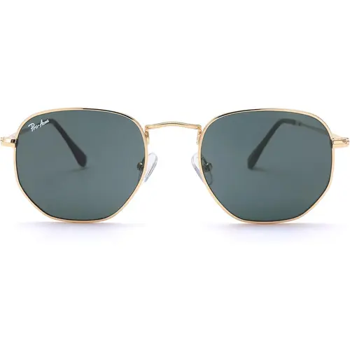 Pro Acme Retro Small Square Hexagonal Frame Sunglasses – Real Glass Lens, Trendy Unisex Fashion Shades