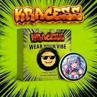 KRACESS Digital Badge Pin - Men's Accessories Electronic Touchscreen Collar Clip Brooch, Bluetooth, 10H Party Power, Customizable Display, Electronic Wallpaper, Whimsical Unique Gifts for Man