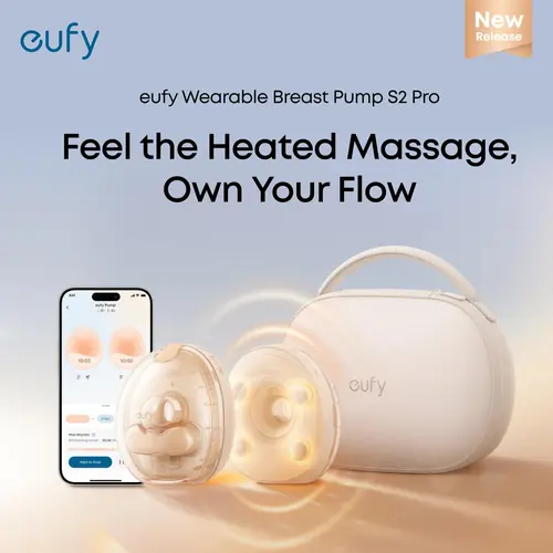 【Exclusive bundle】eufy S2 Pro Heated Massage Wearable Breast Pump, Wireless Rechargeable Pump with Charging Case, Nipple Light, DIY Rhythm, Full Milk & Leak Alert, Wireless Charging Case, 7-Day Battery, App Control Wireless Rechargeable Pump, FSA-HSA,soho
