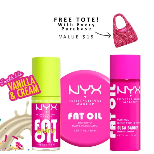 [NEW] Fat Oil Body & Lip Travel Size Discovery Set, Mini Body Oil + Mini Body Butter + High Shine Lip Oil, 24H Hydration, NYX Professional Makeup