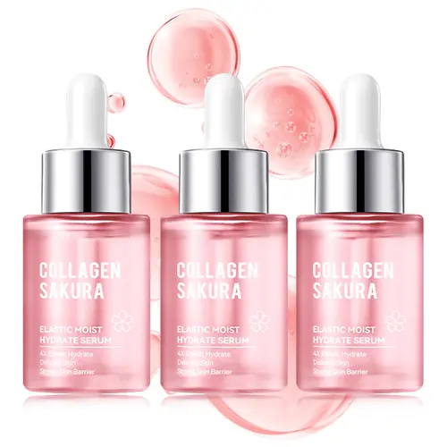 Collagen Sakura Elastic Serum - 30ml Dropper Skincare Beauty Product for Dull Skin, Uneven Tone, Fine Lines, Dry Skin, Pore Care, Barrier Repair (Smooth, Lightweight, Hydrating, Moisturizing for Women's Morning Routine Gift) (Serums & Essences)
