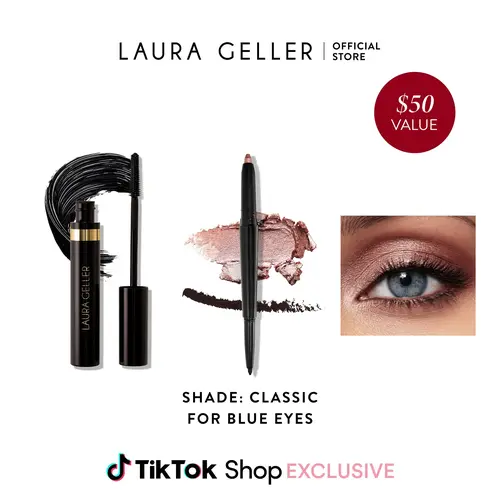 Laura Geller Eye Color Enhancing Duo - Swipe-n-Line Instant Eye Perfecting Stick eyeliner & Kajal Volumizing Longwear Mascara - Easy Application - Makeup for Mature Skin