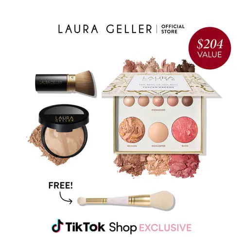 Laura Geller Tuscan Dreams Holiday 2026 Baked Starter Kit 4PC - Full Face Makeup Palette with Powder Foundation and Brushes for Flawless Skin - Makeup Set for Beginners - Easy Application - Makeup for Mature Skin