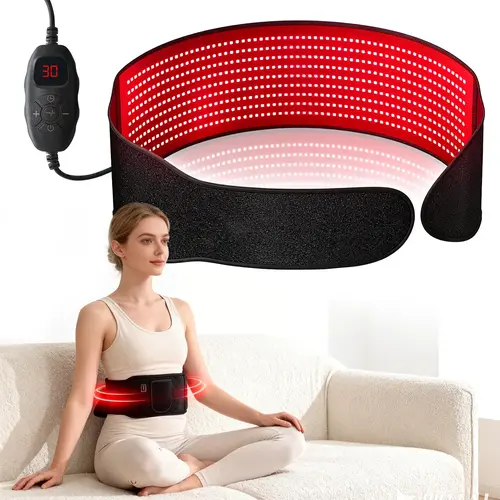 600 LED Light Therapy Belt with Auto Shut-Off Timer, Adjustable Wraparound Design, Dual 660nm & 850nm Wavelengths - Infrared Heating Pad for Back/Shoulders/Knee Pain Relief, Effective Healing & Daily Care