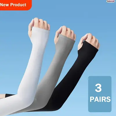 3 Pairs Cooling Arm Sleeves for Men and Women, UV Protection Ice Silk Sun Sleeves, Breathable Stretch Compression Arm Covers for Running, Cycling, Driving, Golf and Outdoor Summer Sports