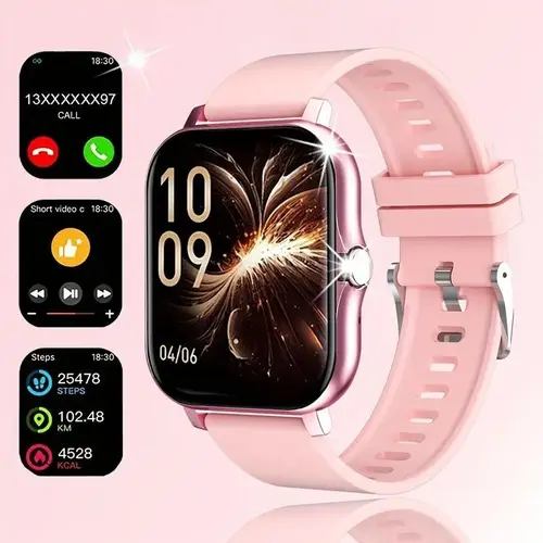 Father's Day & Summer Festival Smartwatch - Modern Talking Wristwatch, Multi-Sports Tracking, Wireless Call/Dial, Call Reminder/Rejection, HD Touchscreen, Black & Pink, Outdoor Use, Wearable Electronics Device