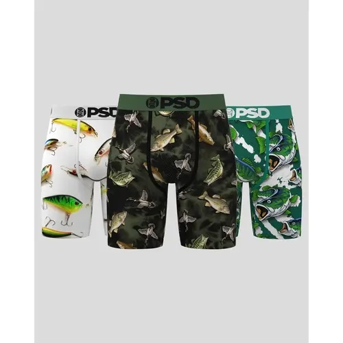 PSD Mens Lure Life Boxer Brief 3 Pack - Standard Length 7 Inch Inseam, Soft and Breathable Poly Blend Fabric