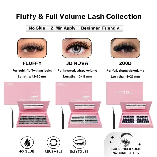 COFIER (Video Exclusive) No-Glue False Eyelashes Collection - Nature-Infused, Non-Toxic, Easy to Use, Reusable DIY Lashes #Summervibes