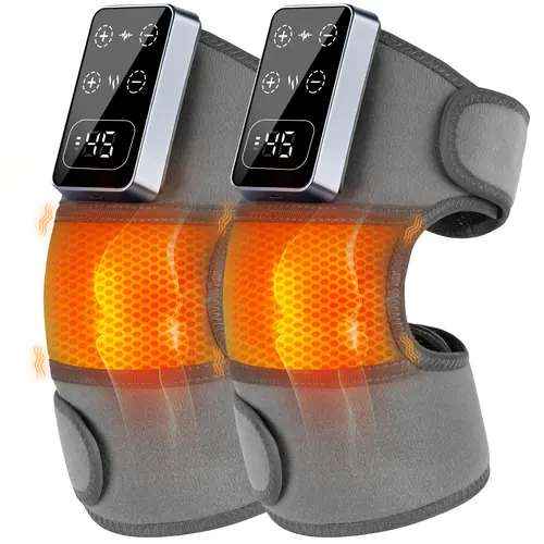 Cordless Heated Knee Massager with Heat + Motor - Adjustable Strap Knee Brace, 5 Temperature Levels, 3 Massage Modes, Relaxing Gifts for Adults for Valentine’s Day, Father’s Day,sohochic