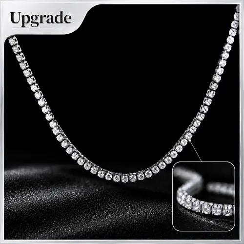 Holylegend Tennis Chain Luxury Sparkling Diamond Necklace 3mm Width, Exquisite Craftsmanship, Versatile And Elegant, Radiant, Durable, Mothers Day Gift,Father's Day Gift