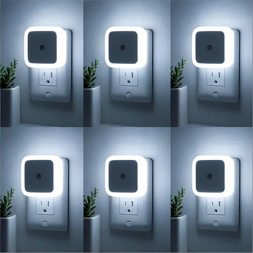 6-Pack Compact Plug-in LED Night Lights with Dusk-to-Dawn Sensor, 0.5W Energy Saver Indoor Lighting Fixture, Home Improvement Bedroom Items for Room Decor, Led Lights,sohochic