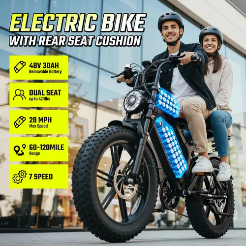 X6 E-Bike Style All Terrain Off Road Commuting Bikes - 1500W Dual Battery Fat Tire eBike, 60-120 Mi Range, Full Suspension, 28MPH, 420LBS Capacity