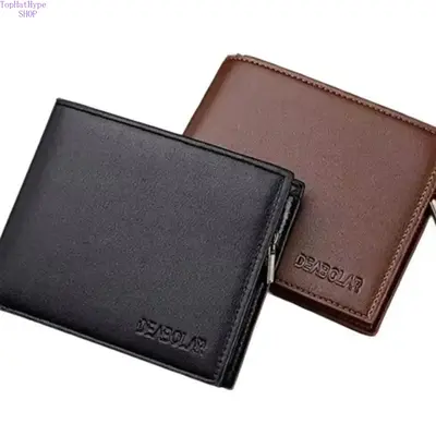 Men's Slim Leather Bifold Wallet - Bifold Design Accessory with ID Window, Credit Card Holder, and Coin Zipper Pocket, Men's Wallet